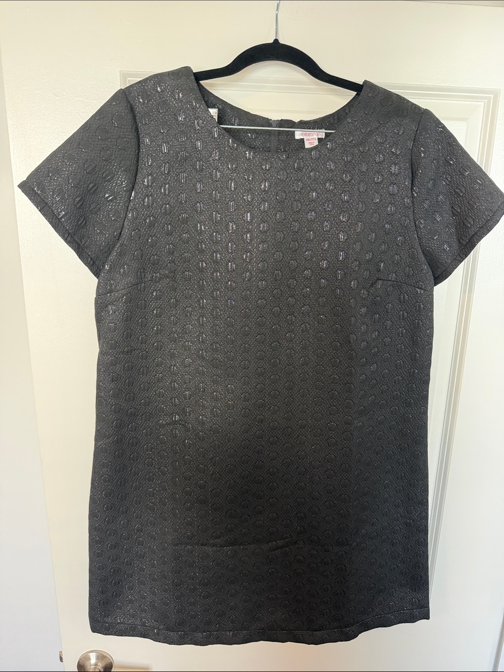 Xhilaration Black Textured Short-Sleeve Mini Dress
